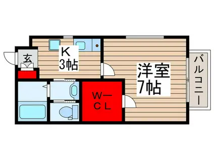 ステーションサイドあざみ(1K/2階)の間取り写真