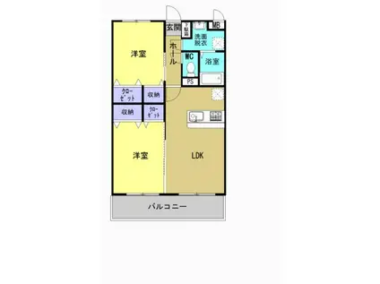 コントレイル挾間(2LDK/3階)の間取り写真