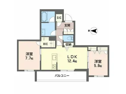 シャーメゾン静永(2LDK/2階)の間取り写真