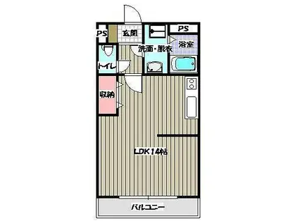 アメニティ平江(ワンルーム/1階)の間取り写真