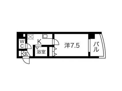 マンションリバーサイド(1K/1階)の間取り写真