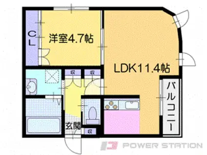 デイジー朝里3丁目(1LDK/2階)の間取り写真
