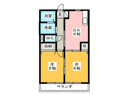 ピュアハイムC(2DK/2階)の間取り写真
