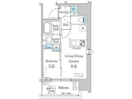デュオフラッツ今池フレナ(1LDK/6階)の間取り写真