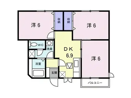 ベル・アルカンシエルII(3DK/1階)の間取り写真