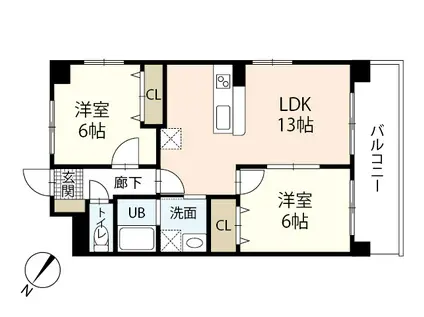 JRBハイツ高陽(2LDK/3階)の間取り写真