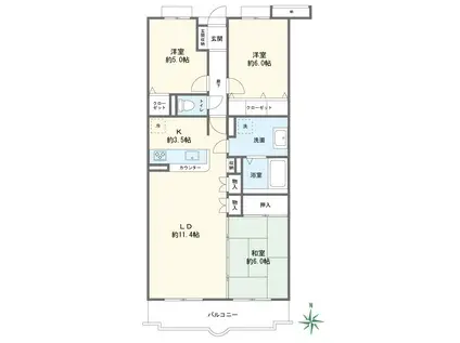 プライムステージ能見台(3LDK/4階)の間取り写真