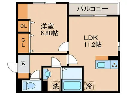 CASA CIEL(1LDK/3階)の間取り写真