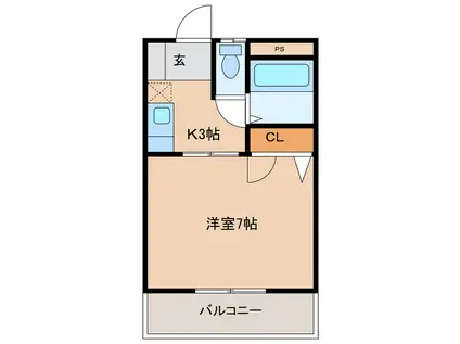 モンリーブル明野(1K/3階)の間取り写真