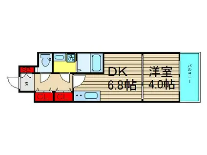 レオンコンフォート難波南(1DK/2階)の間取り写真