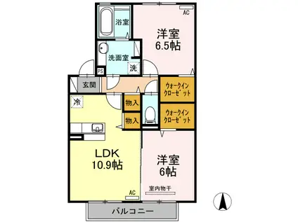 ラ・サクラ・サクラI(2LDK/2階)の間取り写真