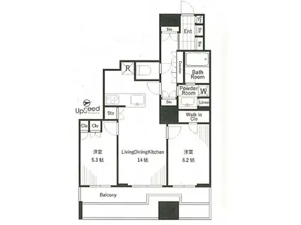 TOMIHISA CROSS コンフォートタワー 富久クロス(2LDK/3階)の間取り写真