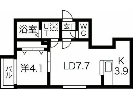 パティオ北21(1LDK/3階)の間取り写真