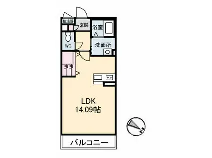 プランドール湯田B(ワンルーム/1階)の間取り写真