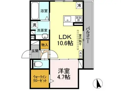 D-CRINUM沼津 岡宮(1LDK/2階)の間取り写真