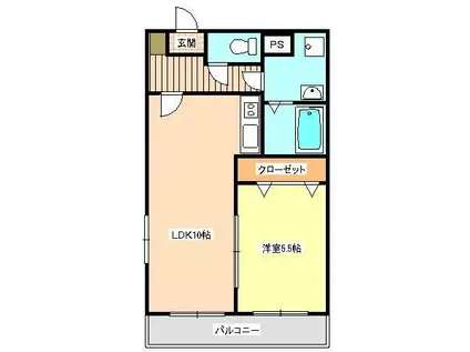 セントラルマンション(1LDK/1階)の間取り写真