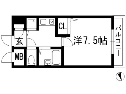 ポンテ・ロッソ(1K/4階)の間取り写真