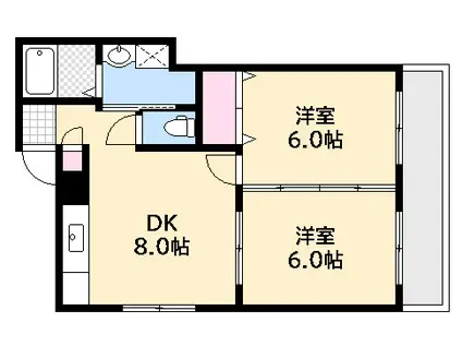 フォルム庚午(2LDK/3階)の間取り写真