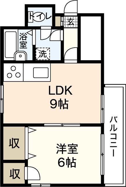 芦屋ビビッド十日市(1LDK/2階)の間取り写真