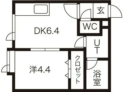 ハニーハウス(1DK/2階)の間取り写真