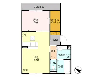 メゾンD-常盤(1LDK/1階)の間取り写真