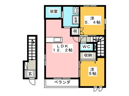 キャトルセゾン(2LDK/2階)の間取り写真