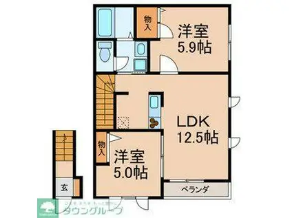 ガーデンコート富士見台(2LDK/2階)の間取り写真