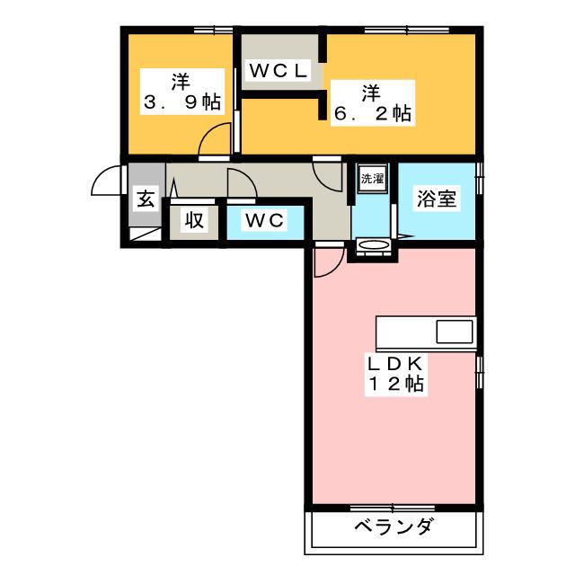 ヴィラ ウィステリア(2LDK/1階)の間取り写真