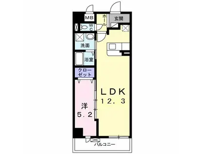 グランディール南大沢(1LDK/9階)の間取り写真