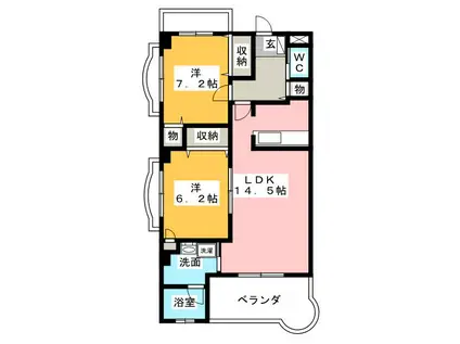 ラフィーネ掛川BII(2LDK/5階)の間取り写真