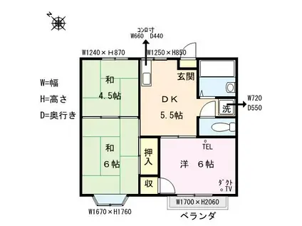 トム・エスポワールA(3DK/1階)の間取り写真