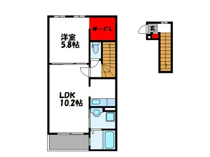 シェーン パラスト I(1LDK/2階)の間取り写真