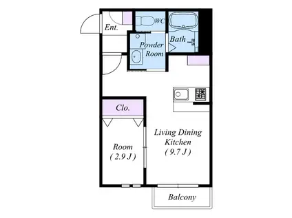 GRANDTIC 原木中山(1LDK/1階)の間取り写真