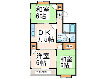 若草ハイツ(3DK/1階)の間取り写真