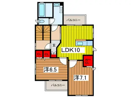 ビューノ浦和(2LDK/2階)の間取り写真
