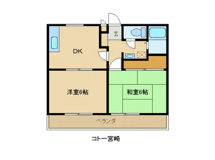 コトー宮崎B棟(2DK/2階)の間取り写真