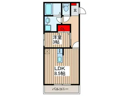 クレア原市(1LDK/1階)の間取り写真