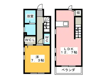 メゾン フジ T・Y(1LDK/1階)の間取り写真