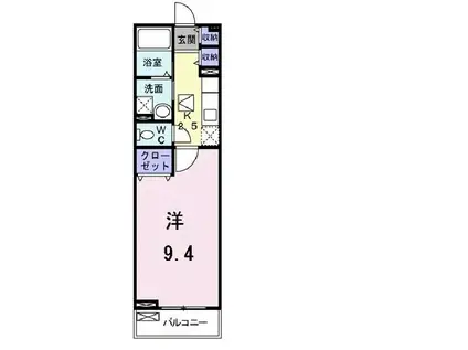 オウボッカ(1K/1階)の間取り写真