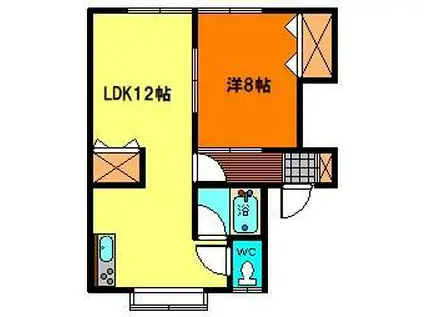 ヴィラージュU広面(1LDK/2階)の間取り写真