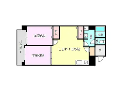 生島リバーサイドマンションA棟(2LDK/4階)の間取り写真