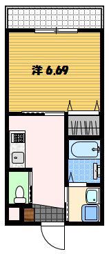 GRAN CASA 花丘(1K/1階)の間取り写真