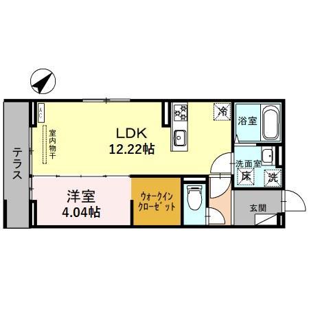 ＪＲ草津線 手原駅 徒歩13分 3階建 築3年(1LDK/1階)の間取り写真