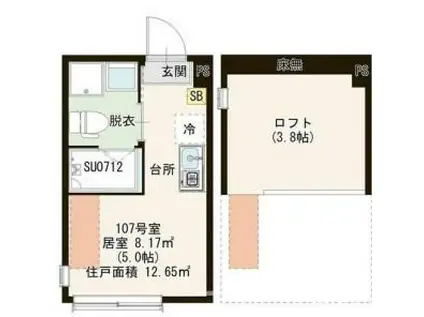 ソレイユ上石神井(ワンルーム/1階)の間取り写真