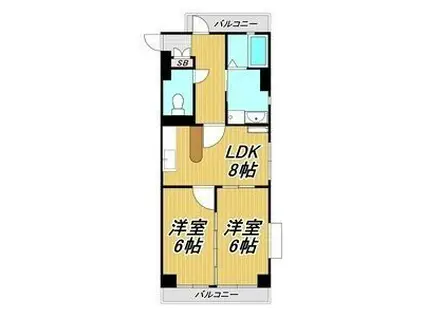 アーク岩塚(2LDK/1階)の間取り写真