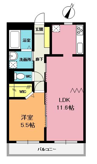 グリュ トルチェ(1LDK/2階)の間取り写真