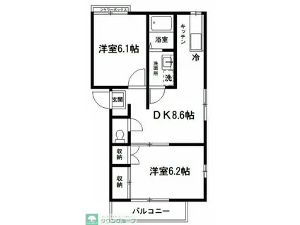 グランハイムたなか(2DK/2階)の間取り写真