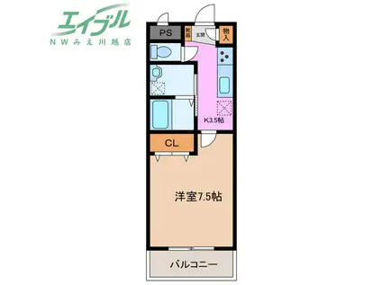 STUDIO21(1K/2階)の間取り写真