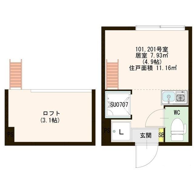 クレシア高円寺(ワンルーム/2階)の間取り写真
