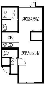 ロードスターハイツ(1LDK/2階)の間取り写真